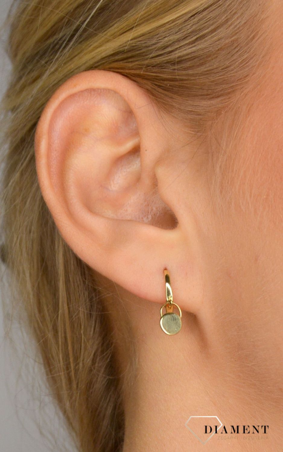 Złote kolczyki 585 z wiszącym kółeczkiem KL 6780.jpg